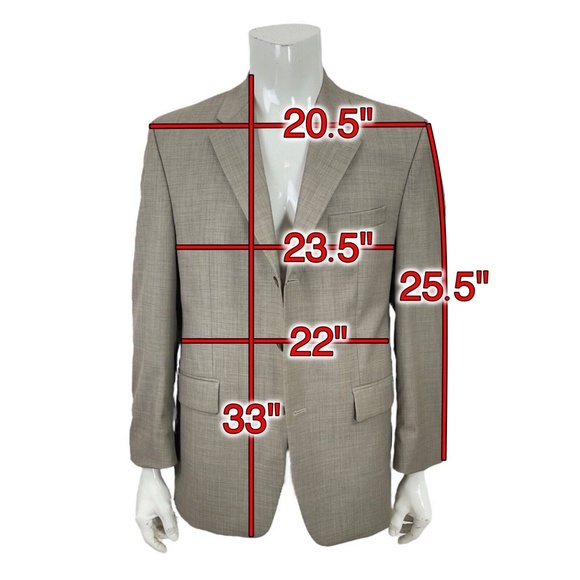 Ralph Lauren Macys Plain Weave Pure Wool Beige Blazer Jacket Sport Coat Mens 42R - Picture 2 of 12
